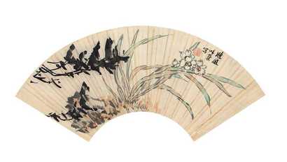 郭味蕖 双清 扇面